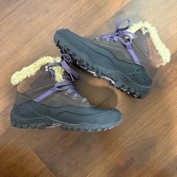 Merrell Fluorecein 6 Fur Lined Winter Snow Boots Chocolate Brown Hiking Sz 8 - Picture 7 of 8